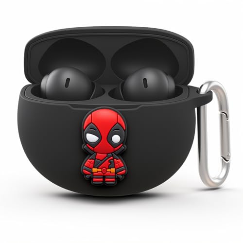 Image of Silicone Case Compatible with Oneplus Buds 4 (2025), Soft Silicone 360 Full Protection Dust-Proof Shockproof Case Cover with Hook (Cover Only) (Cool Deadpool)