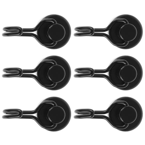iplusmile Crochets Magnétiques Rotatifs 360° Noirs Lot de 6 pour Cintres à Vêtements et Manteaux, Rangement Mural Polyvalent Maison Bureau