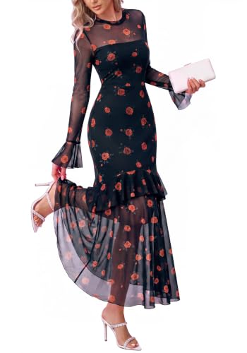 Image of BTFBM Elegant Wedding Guest Dress Long Sleeve Maxi Dresses for Women
