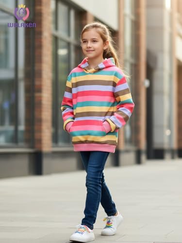 Image of WELAKEN Girls and Toddlers' Pullover Printed Hoodie Sweatshirt with Kangaroo Pocket
