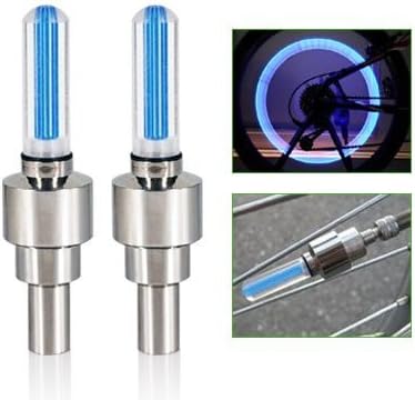 2 Bicycle Bike Tyre Wheel Flash LED Valve Stem Cap Light Blue