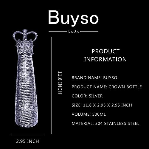 Buyso Bling Water Bottle Rhinestone Diamond Water Bottle Reusable Insulated Stainless Steel Bling Premium Aesthetic Gift (Princess, Silver) #TOP6