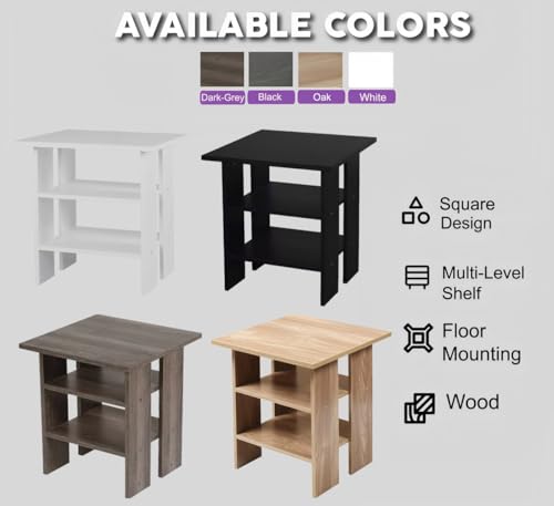 HOMION Side Table with Storage Shelves, Square Bedside End 2-Tier Industrial Side Small Coffee Stool for Living Room Bedroom Free Standing Caravan Kitchen (Natural) - Image 7