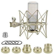 The heavy-duty elastic bands suspend the mic in the shock mount center for isolation from noise, shock, and vibrations. Designed to help prevent vibrations and noise through a mic stand, or boompole from reaching suspension shockmount. Rubber mat bet...