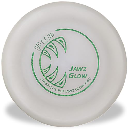 Hyperflite Pup Jawz Glow Disc • for Dogs Under 16" • 7 Inch / 90 Grams • Puncture Resistant • Glows in The Dark • Made in The USA