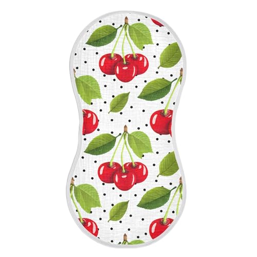 xigua Red Cherries Baby Burp Cloths for Newborn Boys and Girls 2 Pack, Soft & Absorbent Cotton Baby Burp Cloth, Baby Washcloths, Newborn Towel, Burp Rags