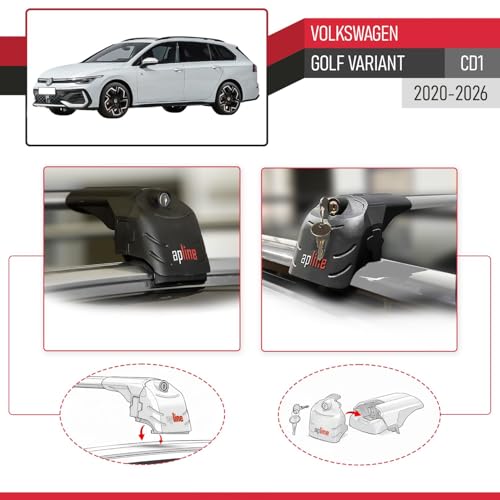 Barres de toit pour Golf Variant CD1 2020-2026 rail alu gris - 4