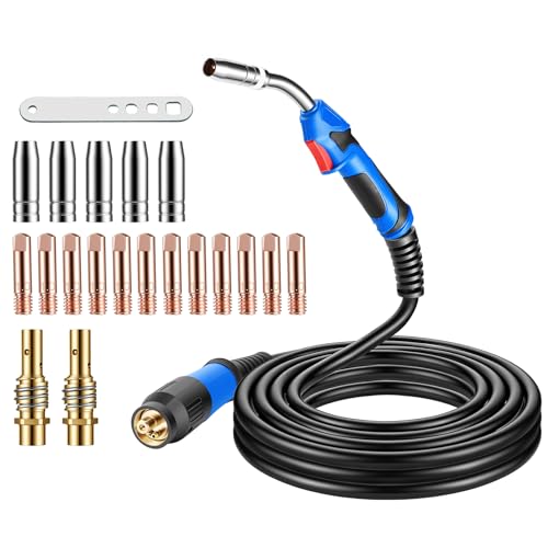 BOSYTRO Antorcha soldadura hilo MIG MAG 25KD de 5M con Juego de 20 Accesorios para antorcha MIG, con Conector Europeo, 250A para Soldadura CO₂/Argón en Taller e Industria