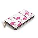 Produktbild JHGFG Flamingo Collage Weiße Frauen RFID Blocking Zip Around Wallet Echte Leder Clutch Langer Kartenhalter Organizer Wallets Große Reisetasche
