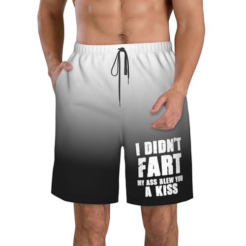 I Didn't Fart My Ass Blew You A Kiss Men's Casual Board Shorts - Elastic Waist Drawstring Swim Trunks,