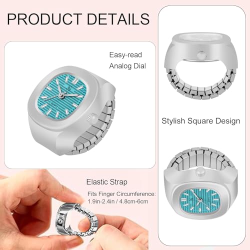 Image of Shocknshop Analog Fashion Stainless Steel Square Silver Ladies Ring Watch for Women -W165