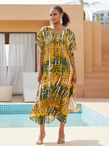 Image of Kaftan Dresses for Women Plus Size Bathing Suit Cover up Caftan Maxi Beach Dresses