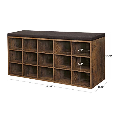 VASAGLE Banc à chaussures, Étagère de rangement à 2 niveaux VASAGLE Banc à chaussures, Étagère de rangement à 2 niveaux