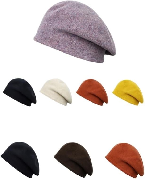 Vintage Woolen Knitted Cap for Women Warm Pile of Hats