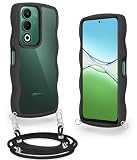 Meiping For OPPO A5 5G 用 ケース クリア ショルダー ストラップ付き カバー 透明 耐衝撃 オッポ A5 5G スマホケース 肩掛け 斜めかけ 紐付き 縄掛けケース 長さ調整可能 取り外し可能(ブラック)