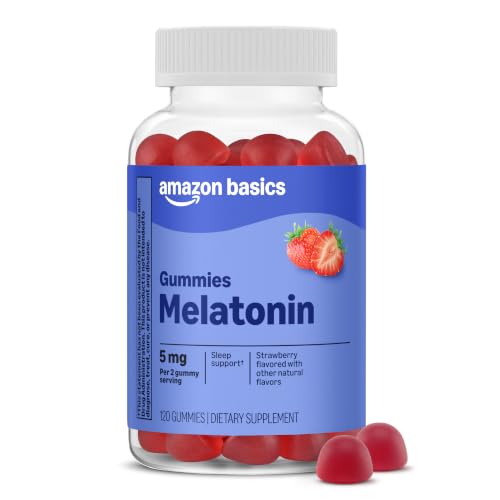 Amazon Basics Melatonin 5mg, 120 Gummies (2 per...