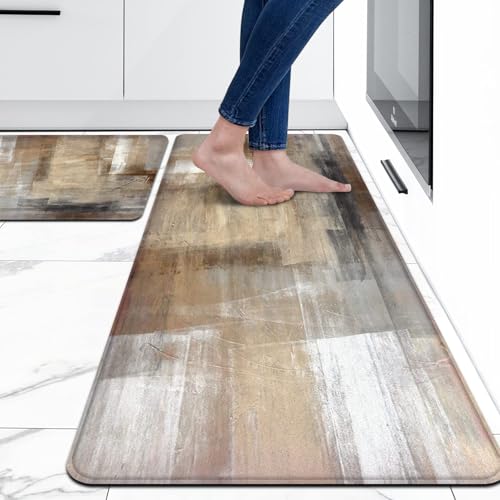 MAYHMYO Kitchen Mat Set of 2 for Floor Brown Black Beige Kitchen Rugs and Mats Non Skid Washable Abstract Art Kitchen Floor Rugs Mats for Dining Room Floor Home Sink Laundry