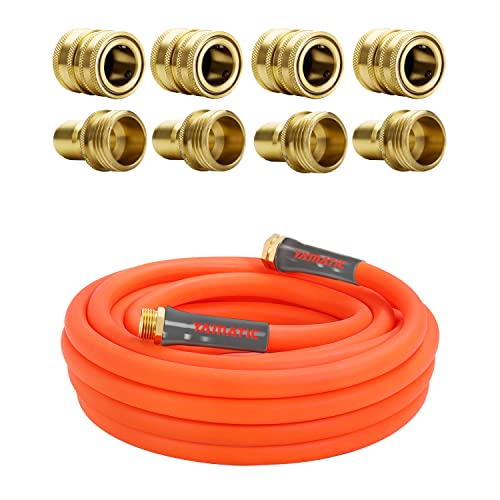 Yamatic Garden Hose 5/8 In X 30 Ft Ultra Flexible Water Hose With Solid Brass Garden Hose Quick Connect Set #TOP16