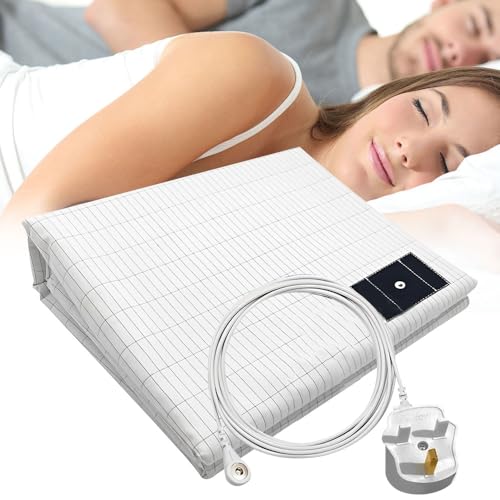 Vmxlso Grounding Bed Sheet, Earthing Sheets, Grounding Bed Sheet Double Uk, Grounding Mat for Bed With 5% Silver Fiber & 95% Organic Cotton, Earthing Blanket Improved Sleep, Reduced Anxiety 68x132cm