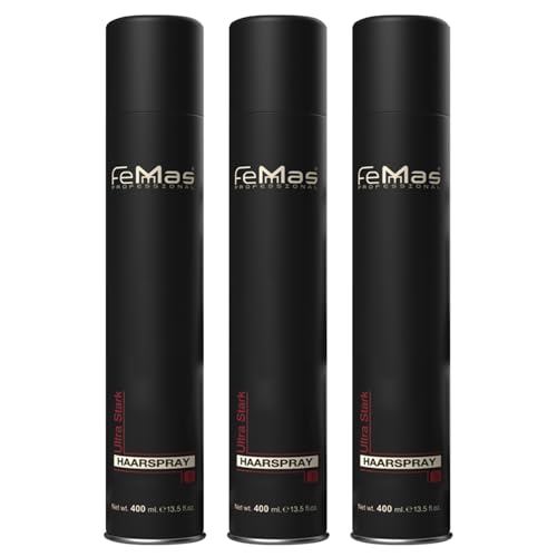 Spray coiffant ultra puissant FemMas de 400 ml pour finition naturelle brillante longue durée