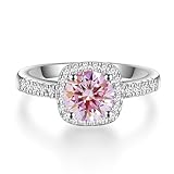 YSDD 1 Carat Peacock Blue Moissanite Engagement Ring for Women D Color VVS1 Clarity Moissanite 925 Sterling Silver Promise Eternity Rings (Pink, 6.5)