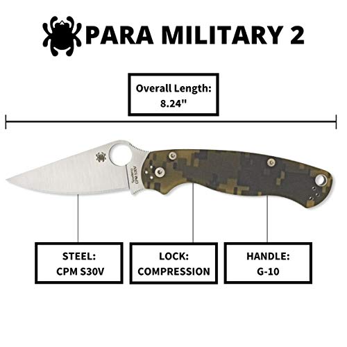Spyderco Para Military 2 Folding Pocket Knife with 3.4\" CPM S45VN Steel Blade and G-10 Handle - EDC Knife for Men and Women, Perfect for Hunting, Tactical, Camping, Survival - PlainEdge - C81GPCMO2 - Thumbnail 5