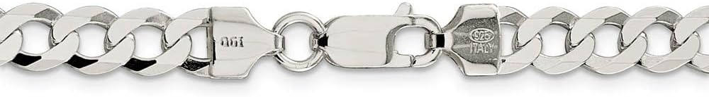 The Black Bow Men's 6.8mm Sterling Silver Solid Flat Curb Chain Necklace - Image 4