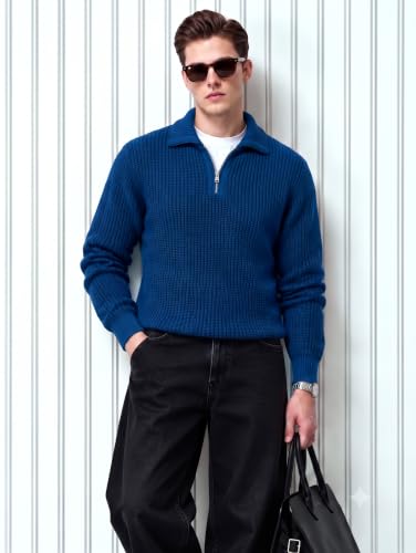Image of Kvetoo Mens Woolen Sweater for Man Winter Quarter Zipper Knit Sweater Full Sleeve Office Wear Pullover