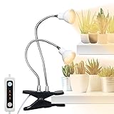 Aceple LED Grow Light, Dual Head Desk Clip Lamp for Indoor Plants with Full Spectrum, Adjustable...
