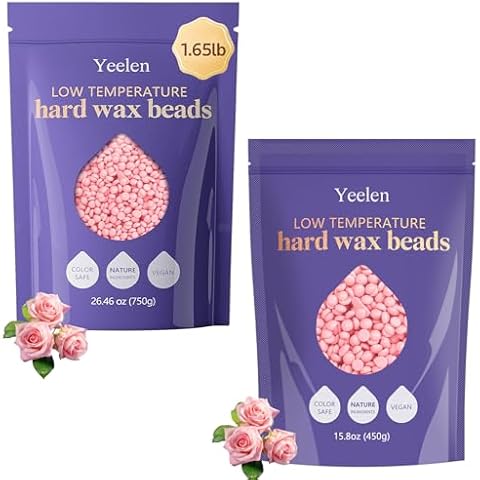 Hard Wax Beads for Hair Removal: Waxing Beads for Coarse Hair Eyebrow Bikini Brazilian Face - 2 Packs Bulk Pack Ideal for Salons and Home Use Cover