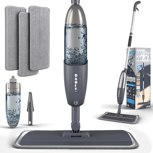 Image of DARISH Spray Mop, Spray, Spinning Mop, Floor Mop, Water, Floor Cleaning, 12.2 fl oz (360 ml), Large Capacity, Wet & Dry Use