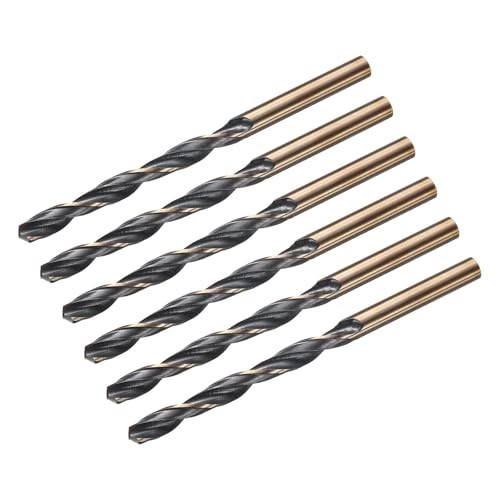 QUARKZMAN Spiralbohrer 5,2 mm, Metallbohrer set Länge 86 mm, Gold Titanium & Schwarz Nitride beschichtetes bohrer HSS6542 mit 5,2 mm Geradem Schaft für Edelstahl Metall Holz, 6 Stück