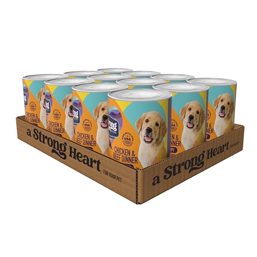 A Strong Heart Puppy Wet Dog Food Chicken & Beef Dinner 13.2 oz Cans (Pack of 12) Complete & Balanced Puppy Formula Made in USA
