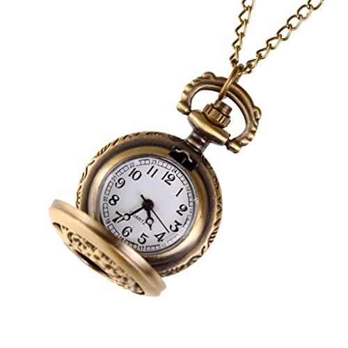 Reloj colgante Gousset Flower mini con cadena de collar vintage 3