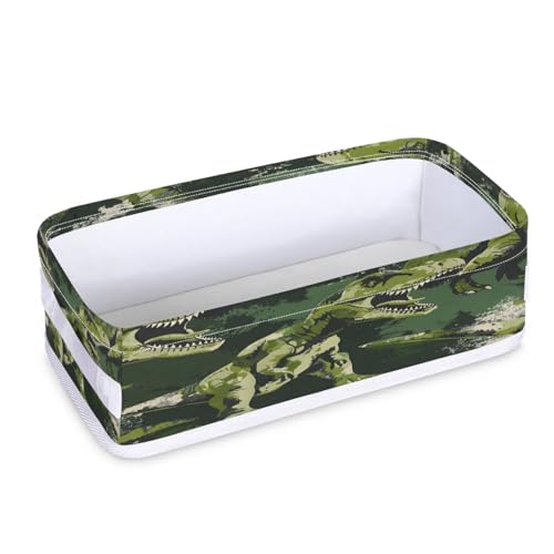 Tablerazzi Toilet Tank Topper Paper Basket with Handle, Camouflage Cool Dino Bathroom Storage Basket for Organizing, Small Fabric Storage Bins for Bathroom Decor