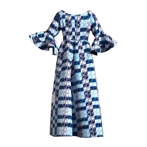 Image of iooiooi Womens African Print Party Maxi Dress Tradition Dashiki Ankara Long Dress & Headwrap