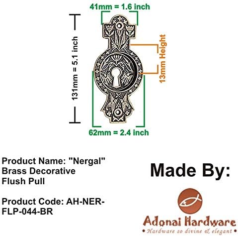 Adonai Hardware Nergal Decorative Flush Pull (Supplied as 2 Pieces per Pack) (Antique Brass)
