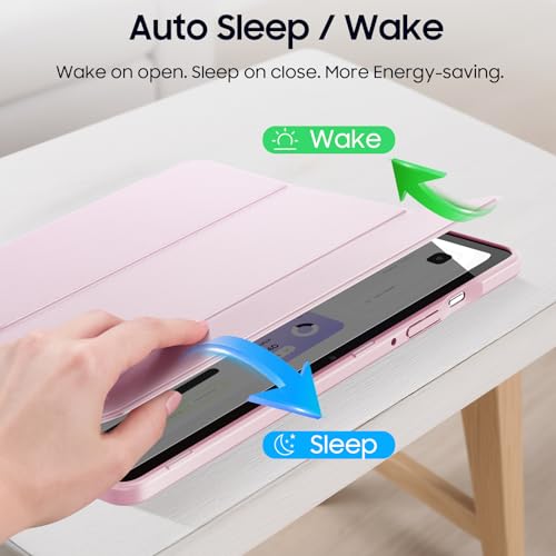 Image of Fintie Hybrid Slim Case for Samsung Galaxy Tab S9 FE 10.9 Inch /Galaxy Tab S9 11 Inch 2023 with S Pen Holder, Shockproof Cover with Clear Transparent Back Shell, Auto Wake /Sleep, Pink