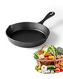 NeoForge Cast Iron Skillet, 8 Inch Frying Pan with Teardrop Handle, Oven Safe, Camping Cookware for Stove & Grill Use