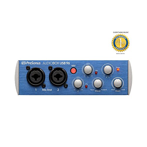 PreSonus AudioBox USB 96 2-channel 24-bit/96kHz USB2.0 Audio Interface with 1 Year EverythingMusic