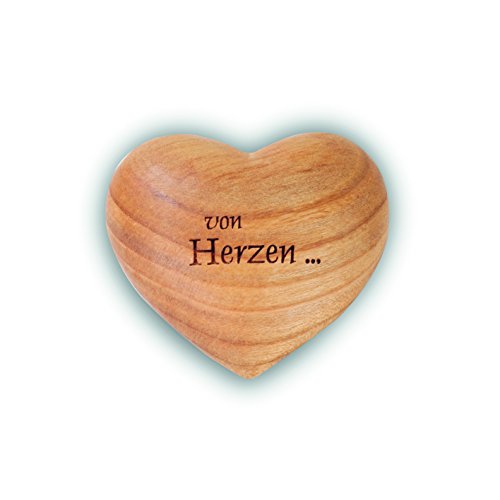 Waldfabrik Black Forest Corazón con Grabado de Madera, Ideal como Regalo Idea Ornamentales y Suerte, Alemán, Madera, Von Herzen, 6 x 5,5 cm