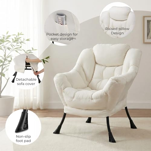 Sillón con Ottoman Plegable Beige miniatura 3