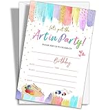 YQV Art Birthday Party Invitations, 20-Count Painting Birthday Party Invites With Envelopes-HBYQK-B56