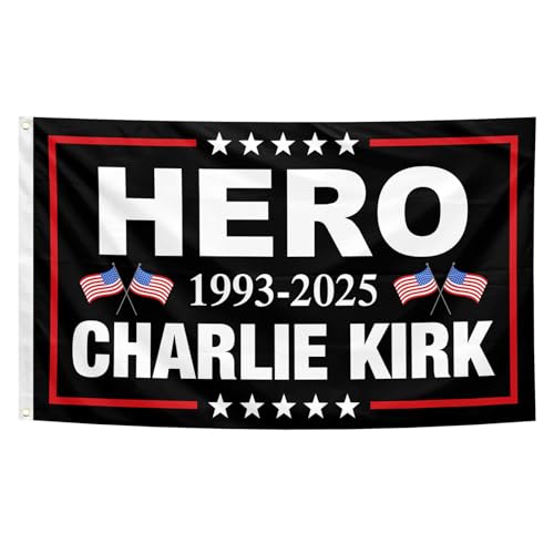 Hero Charlie Kirk Flag 3x5 Feet Political Patriotic Memorial Charlie Flags with Brass Grommets for House Patio Lawn Party Outdoor Decor