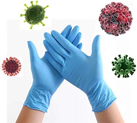 WAFamily 50PCS Disposable Nitrile Vinyl Gloves Latex-Free, Powder-Free Glove for Cleaning, Automotive, Industrial, Food Handling or Medical applications Public services Used to contact objects (M)