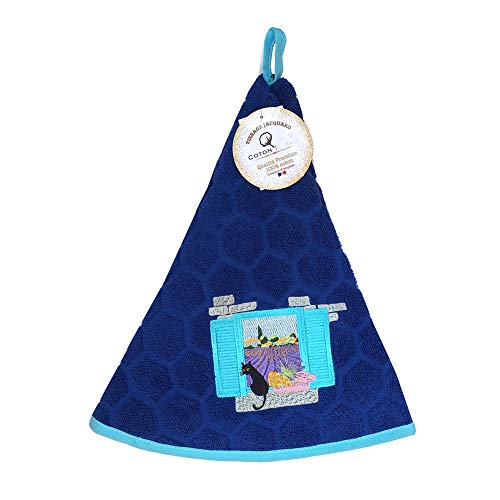Essuie main rond en éponge Chat en Provence bleu Qualité Premium Cover