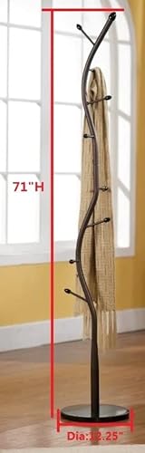 Kings Brand Furniture - Black Metal & Walnut Wood Hall Tree Coat & Hat Rack Stand #TOP5
