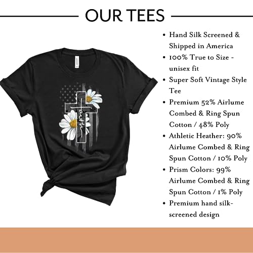 Love in Faith | Faith Flag Daisy | Christian T-Shirts for Women | Faith-Based Apparel | Christian Gifts3