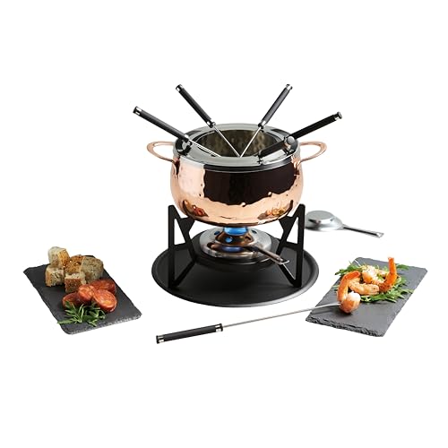 Artesà Hammered Copper-Effect Fondue Pot