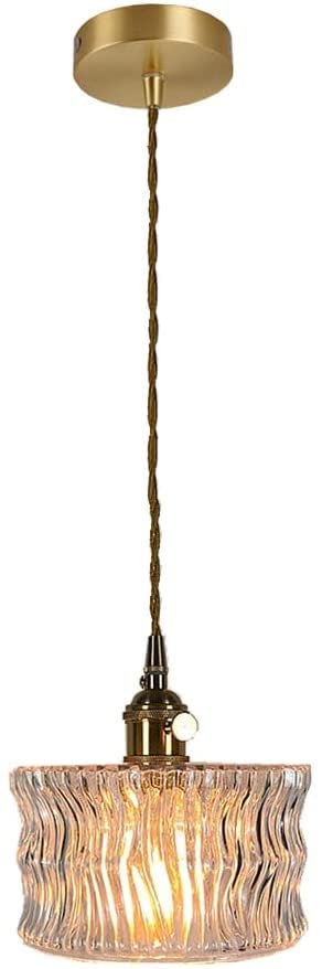 Chandelier suspension en verre et laiton style rétro chinois